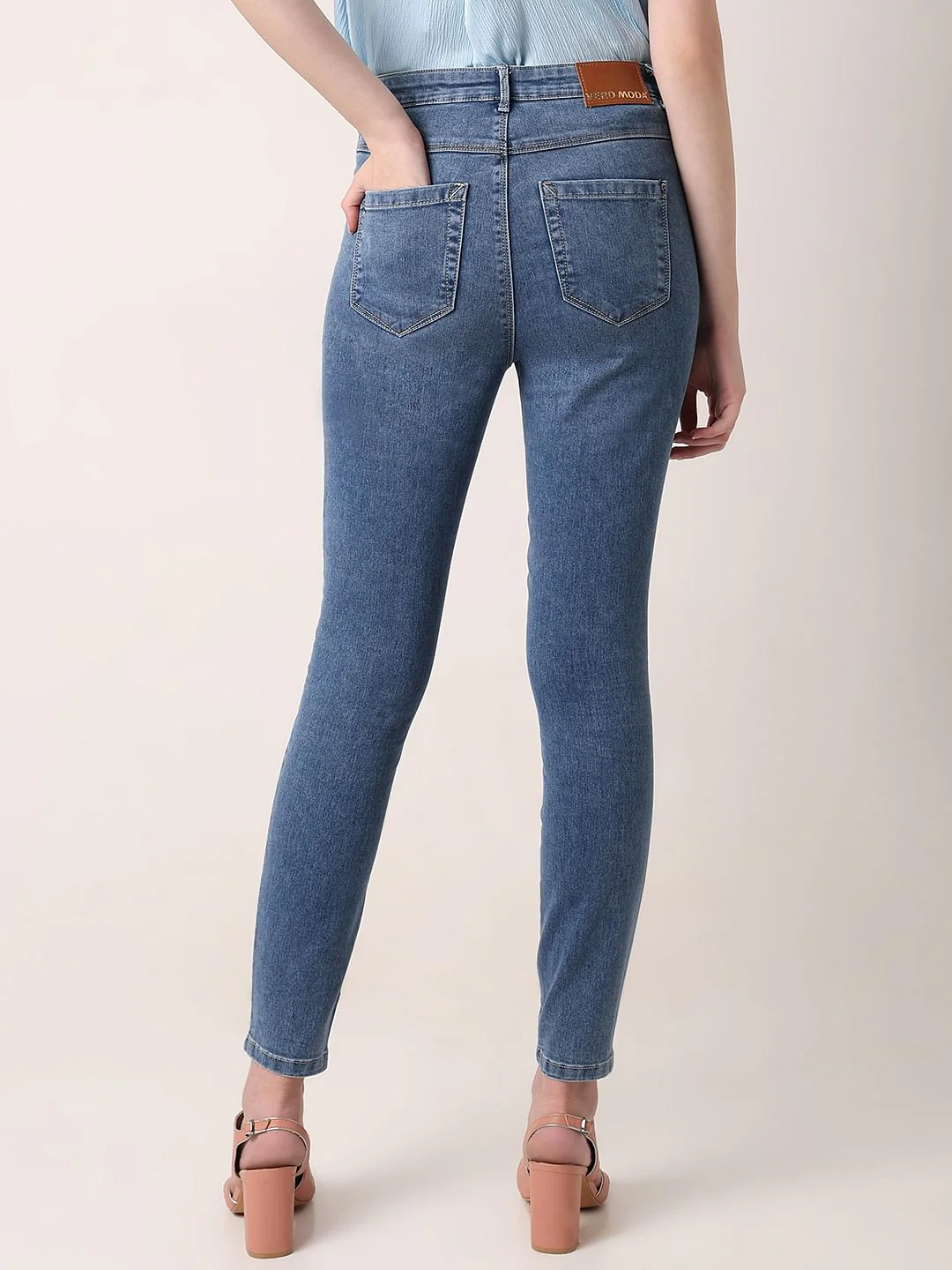 Blue High Rise Skinny Fit Jeans - Image 4