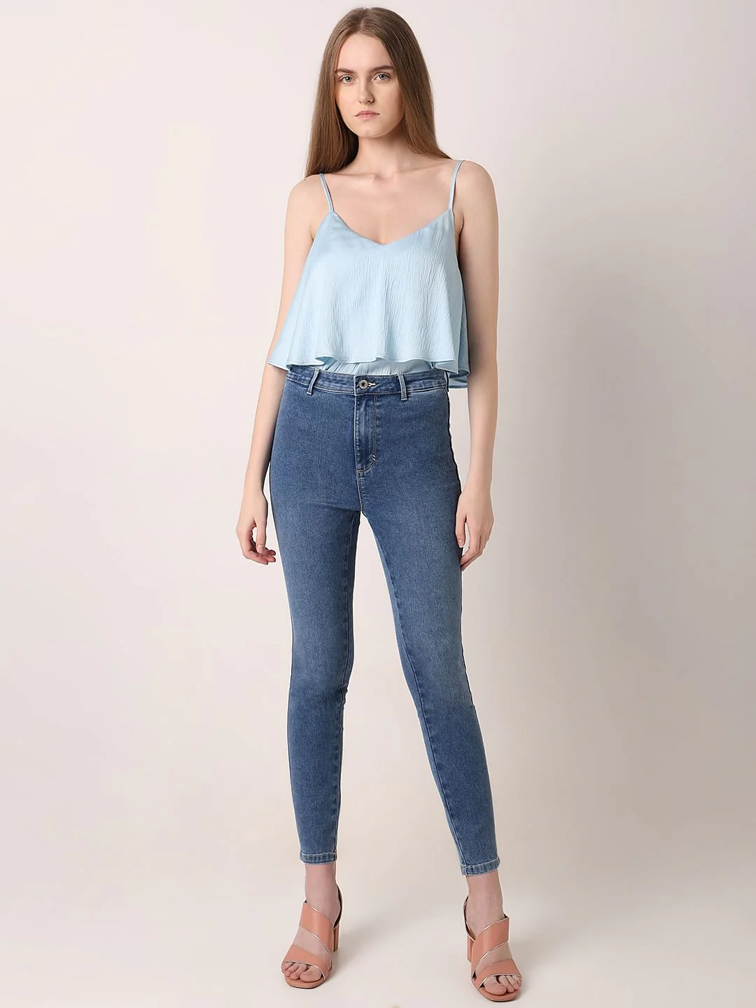 Blue High Rise Skinny Fit Jeans - Image 5