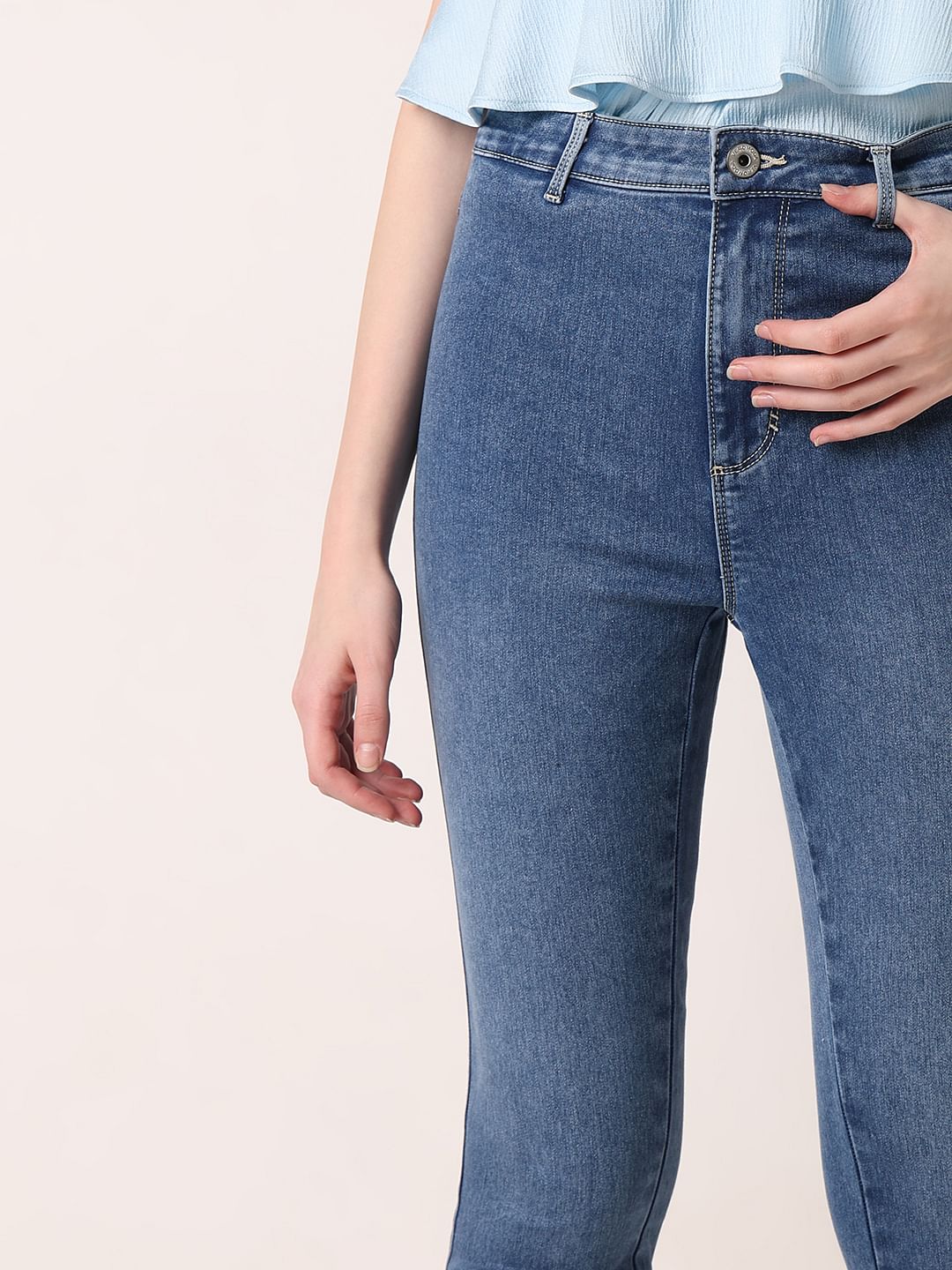 Blue High Rise Skinny Fit Jeans - Image 6