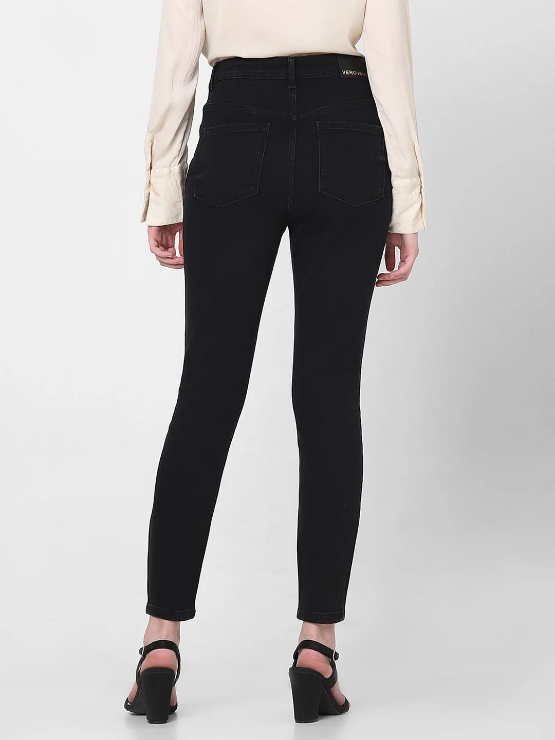 Black High Rise Ripped Skinny Jeans - Image 4
