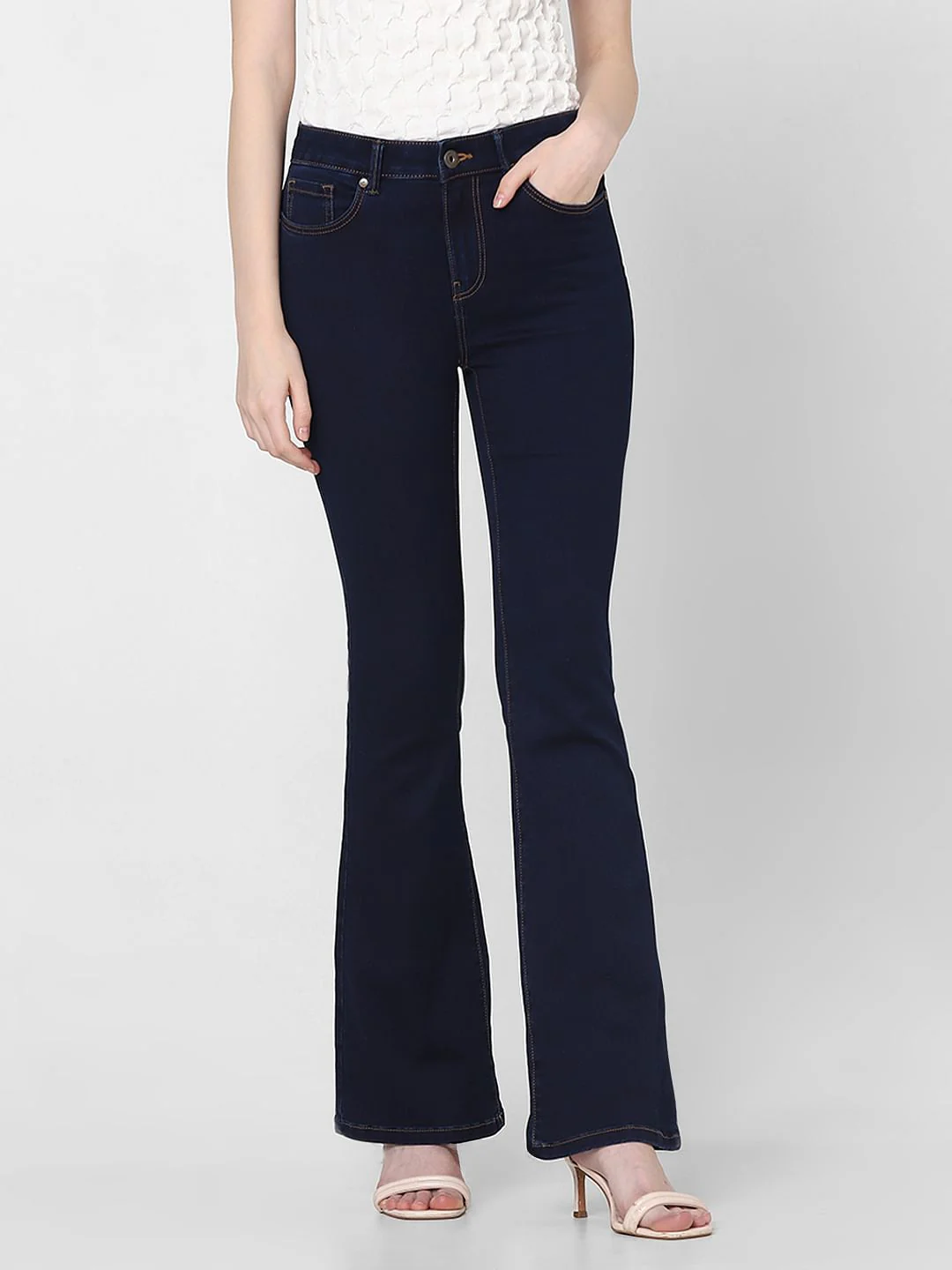 Dark Blue Mid Rise Bootcut Jeans - Image 2