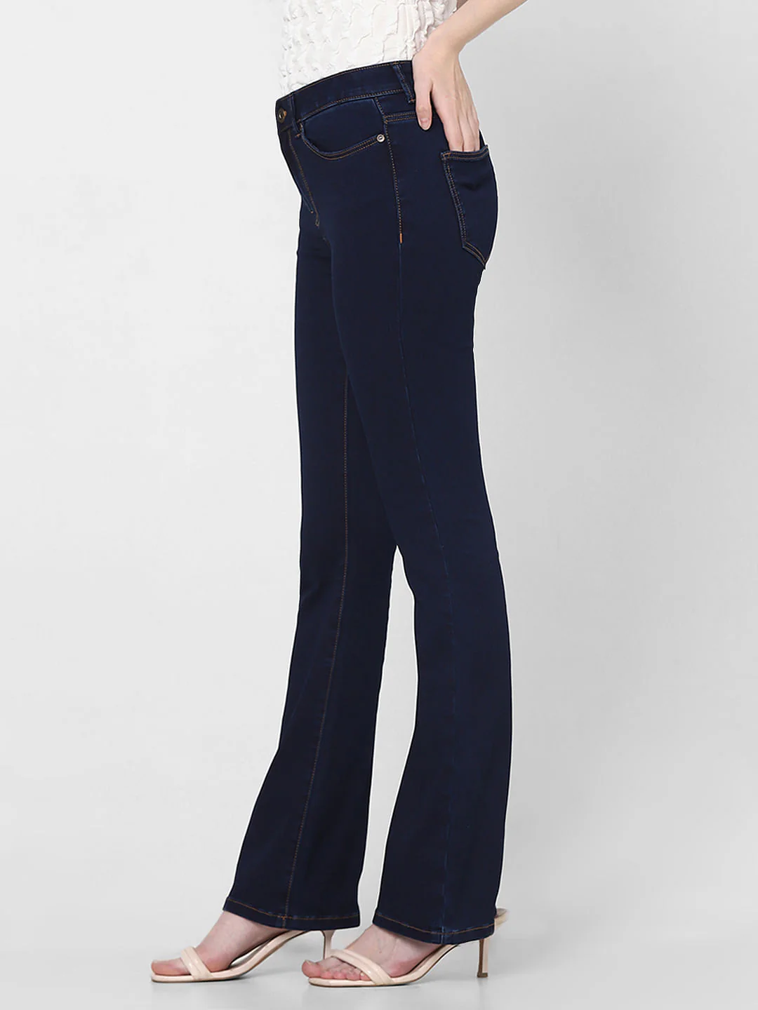 Dark Blue Mid Rise Bootcut Jeans - Image 3