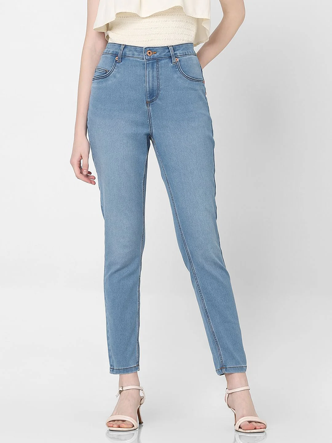 Light Blue High Rise Skinny Fit Jeans - Image 2