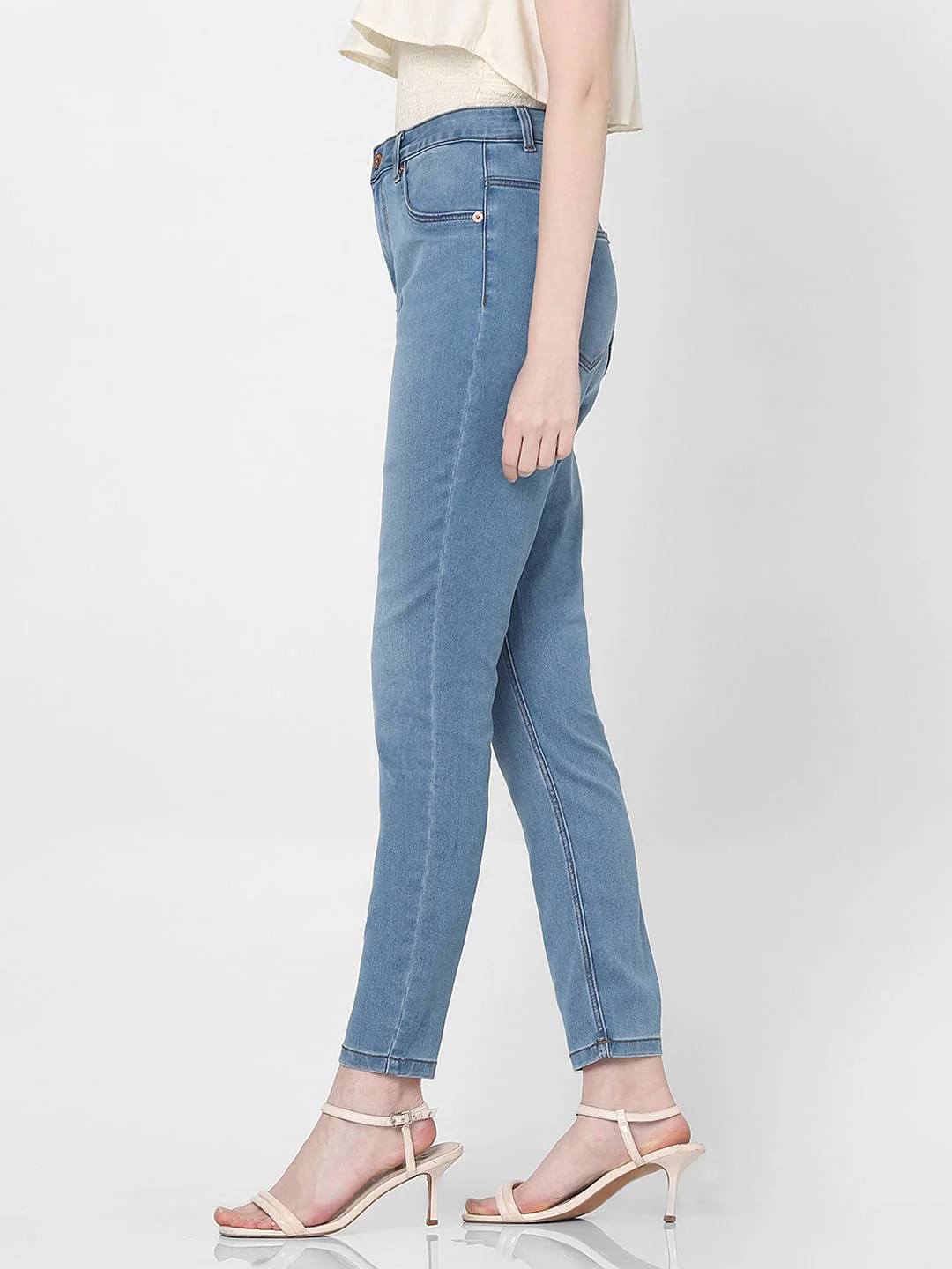 Light Blue High Rise Skinny Fit Jeans - Image 3