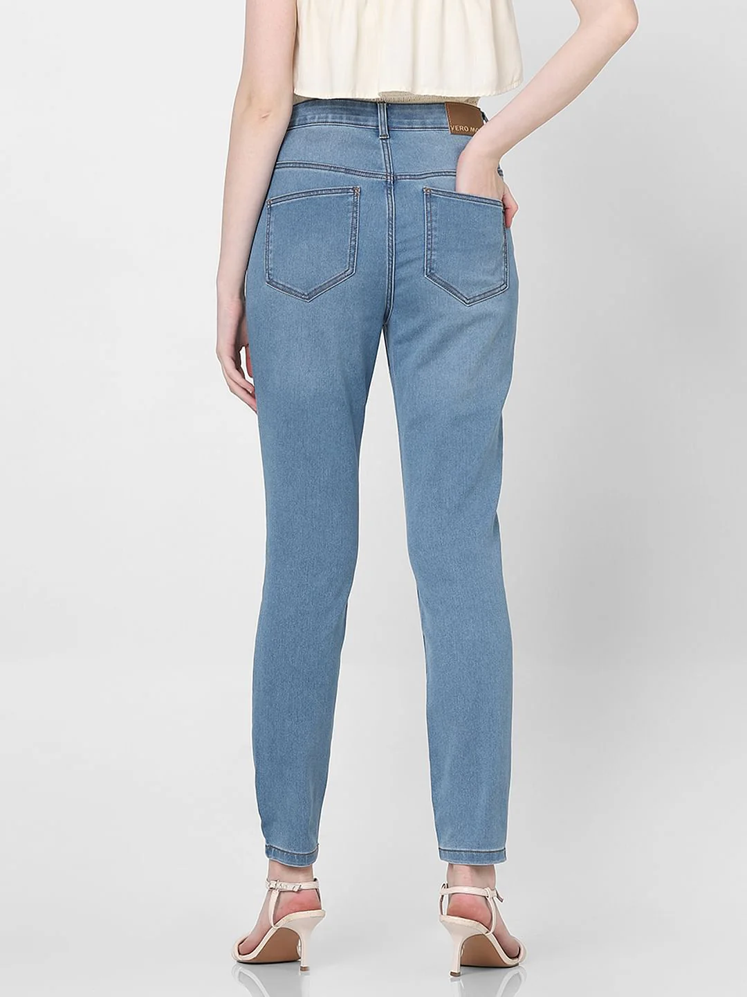 Light Blue High Rise Skinny Fit Jeans - Image 4