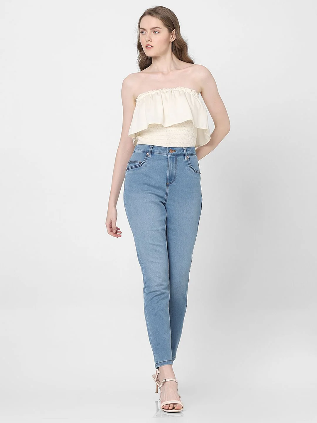 Light Blue High Rise Skinny Fit Jeans - Image 5