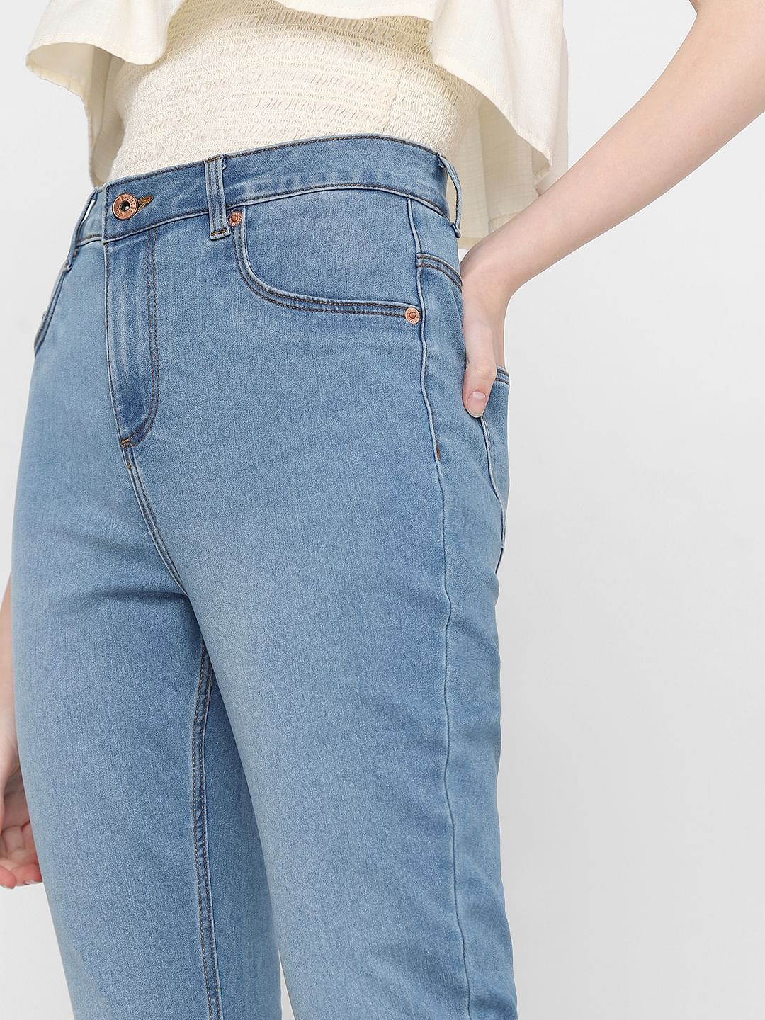 Light Blue High Rise Skinny Fit Jeans - Image 8