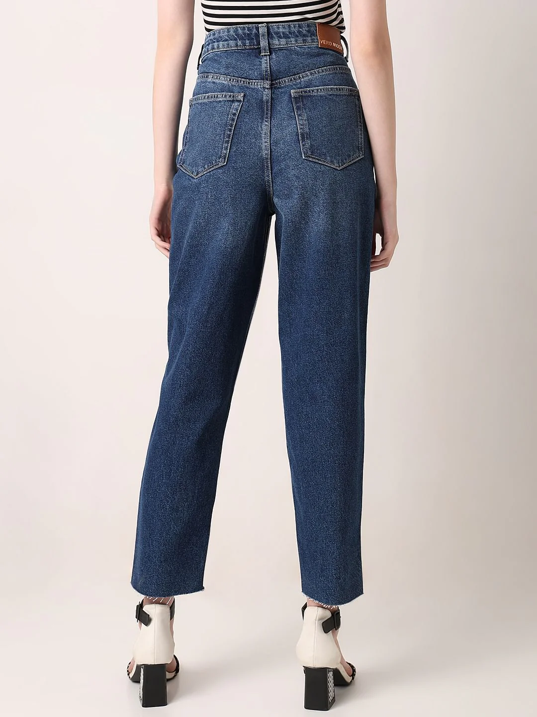 Dark Blue High Rise Ripped Jeans - Image 4