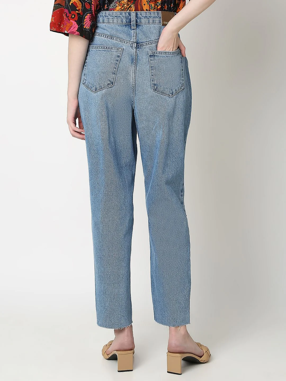Light Blue High Rise Ripped Jeans - Image 4