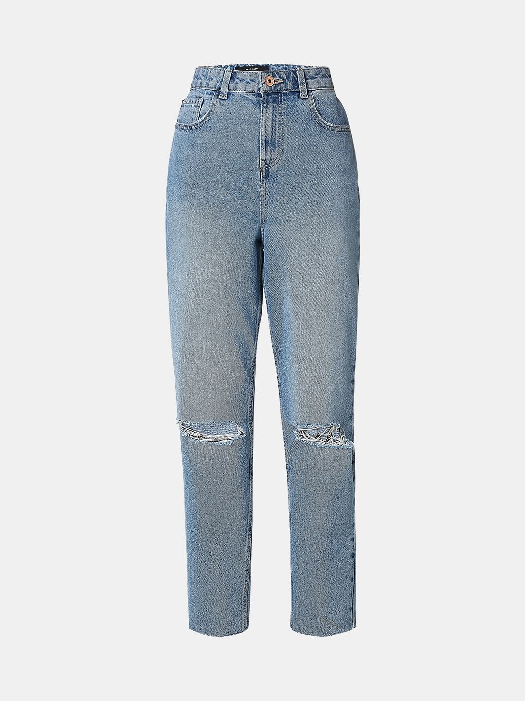 Light Blue High Rise Ripped Jeans - Image 7