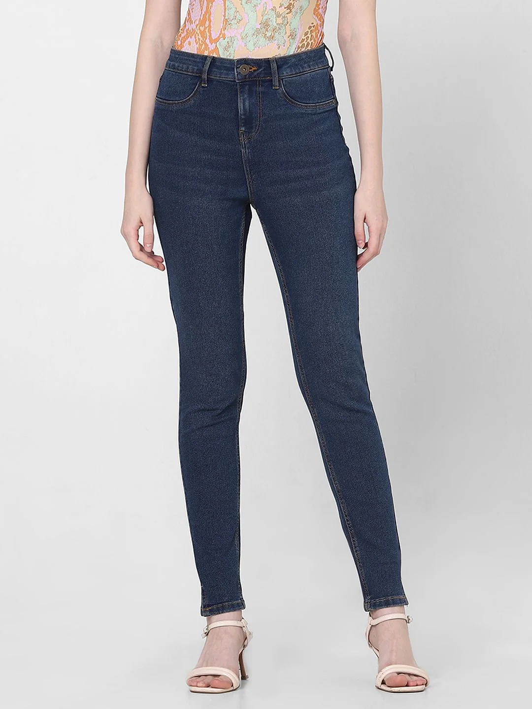 Dark Blue Mid Rise Skinny Fit Jeggings - Image 2