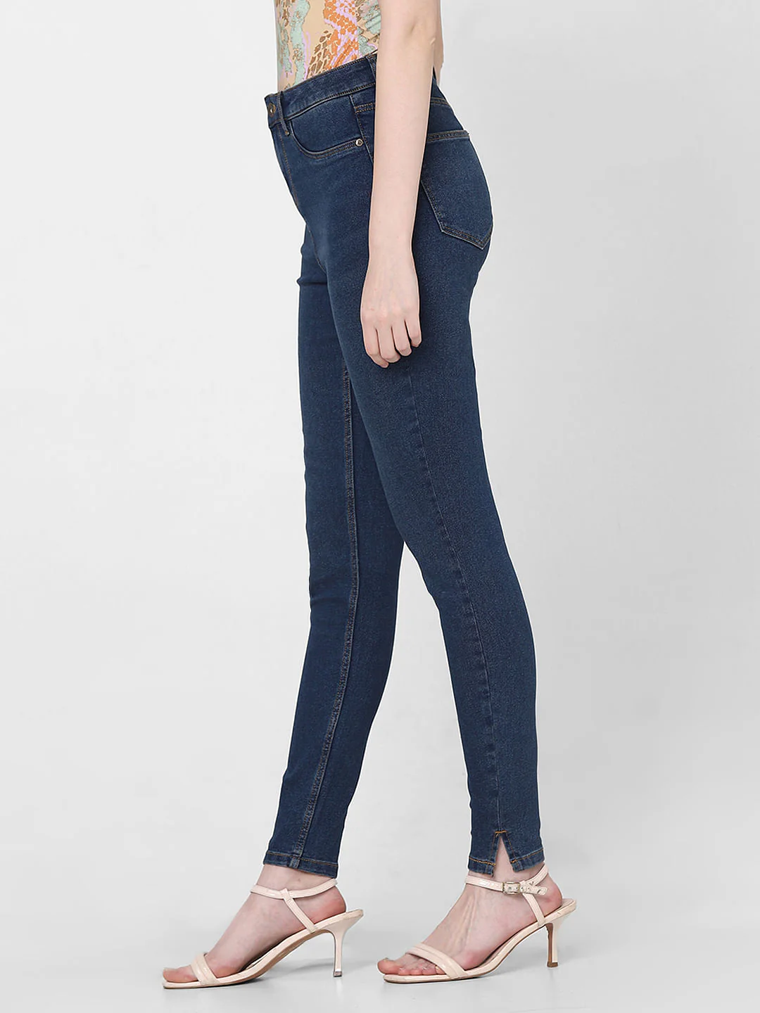 Dark Blue Mid Rise Skinny Fit Jeggings - Image 3