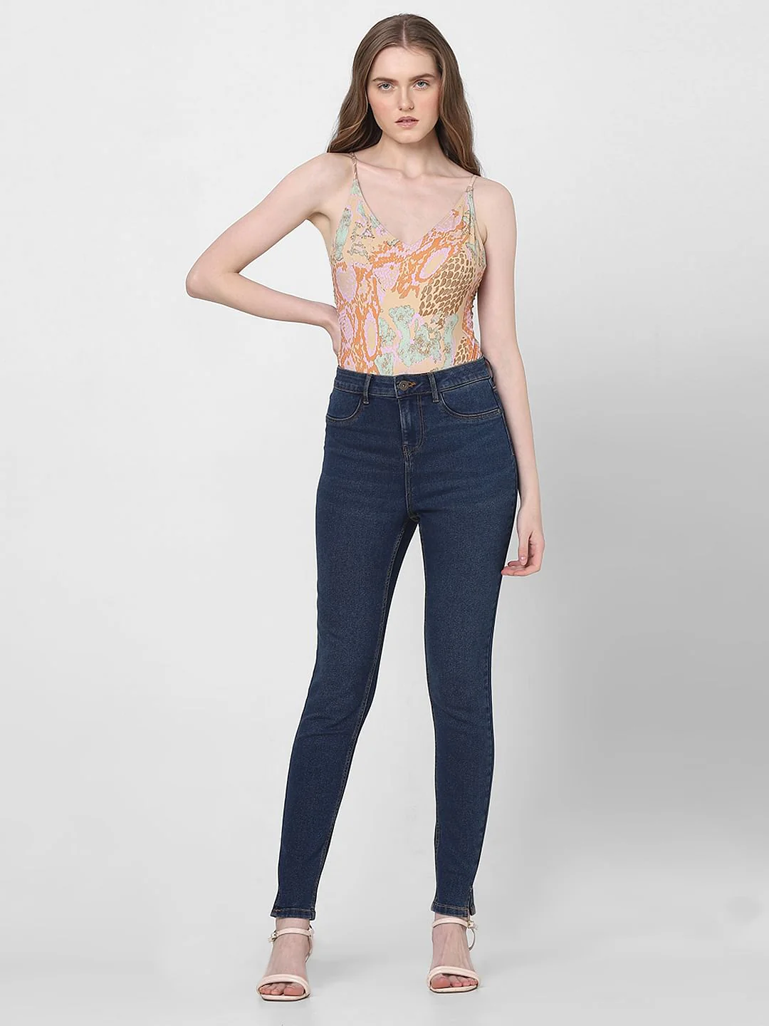Dark Blue Mid Rise Skinny Fit Jeggings - Image 5