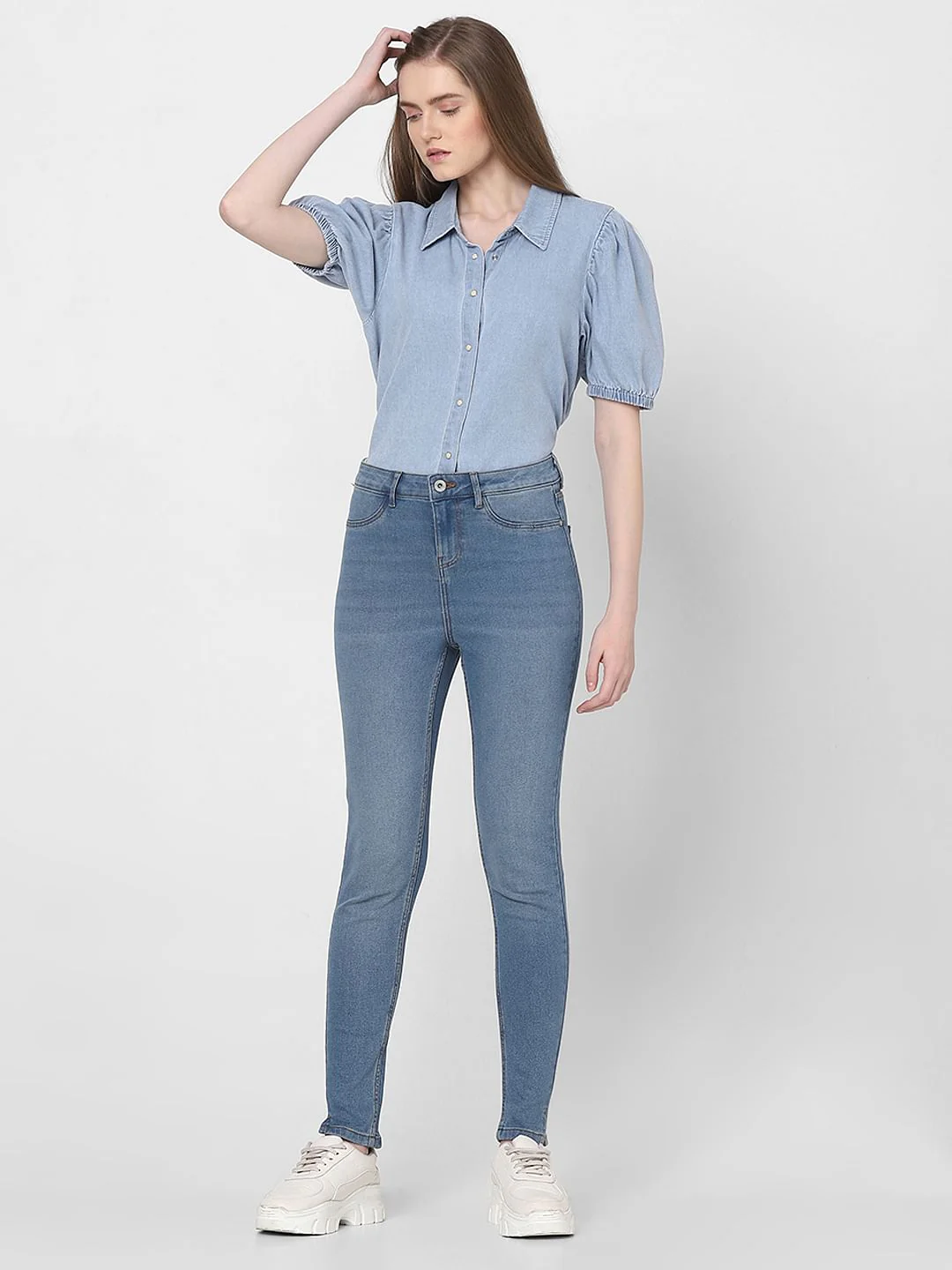 Blue Mid Rise Skinny Fit Jeggings - Image 5