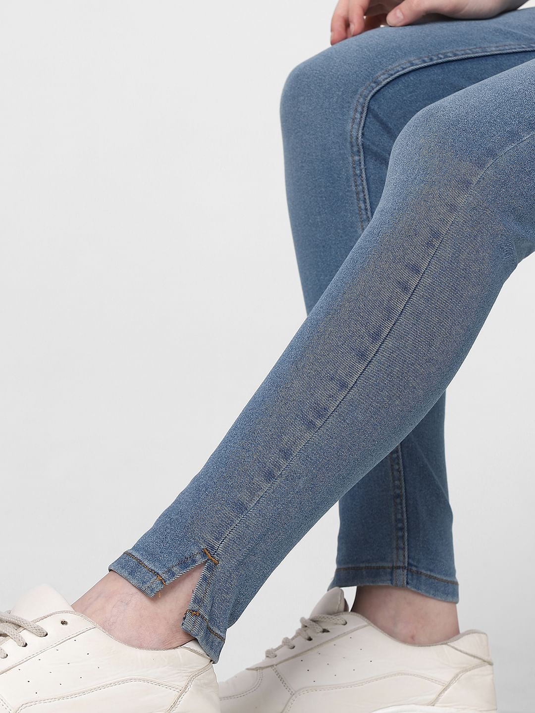 Blue Mid Rise Skinny Fit Jeggings - Image 8