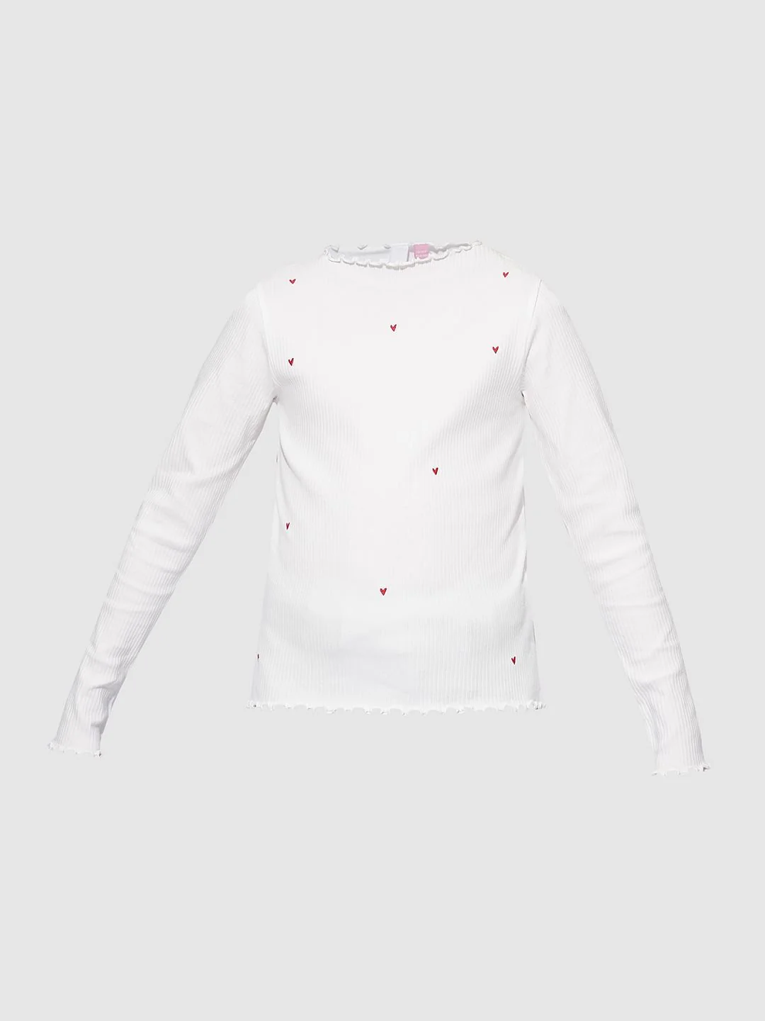 Girls White Lettuce Hem Embroidered Top - Image 6