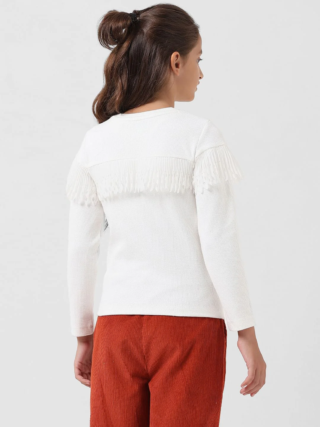 Girl White Ribbed Top - Image 3