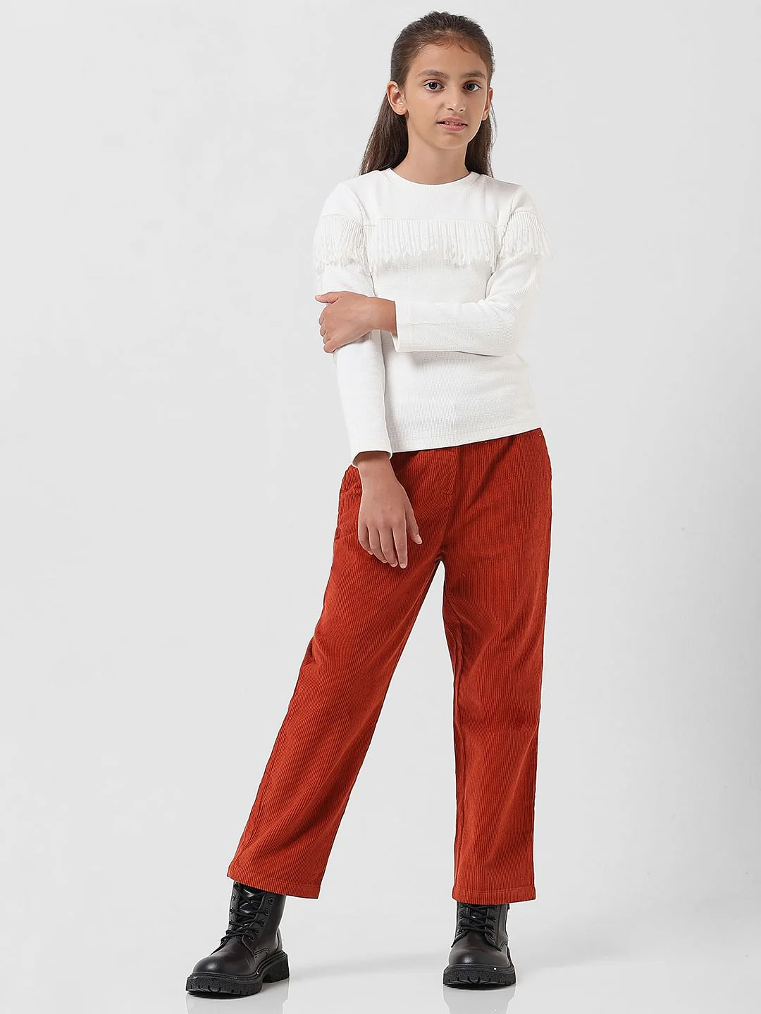 Girl White Ribbed Top - Image 5