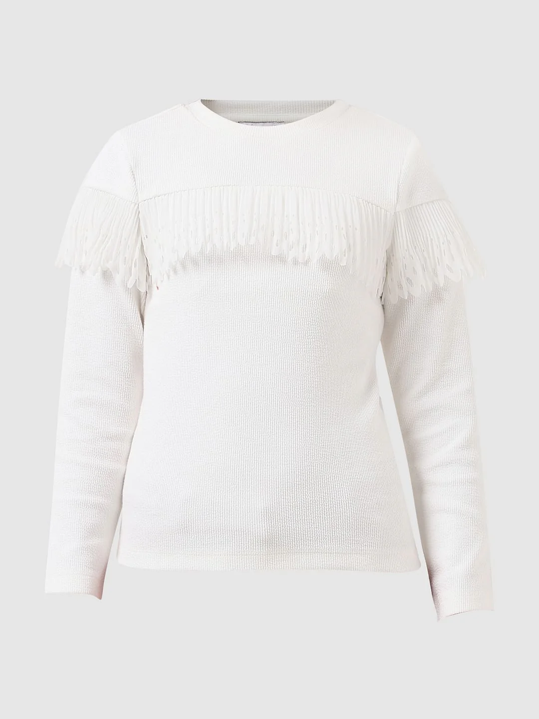 Girl White Ribbed Top - Image 6