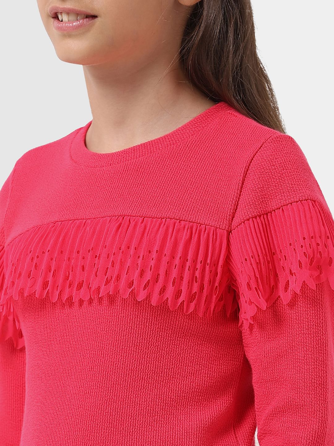 Girl Red Ribbed Top - Image 4