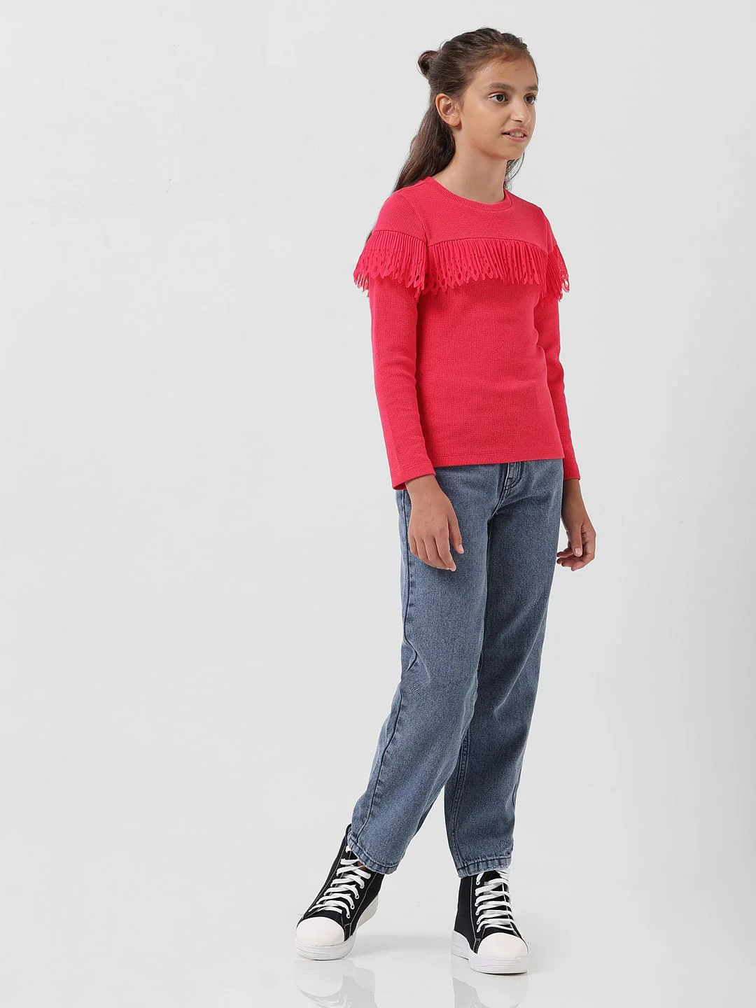 Girl Red Ribbed Top - Image 5