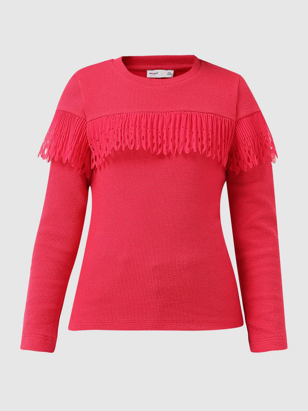 Girl Red Ribbed Top - Image 6