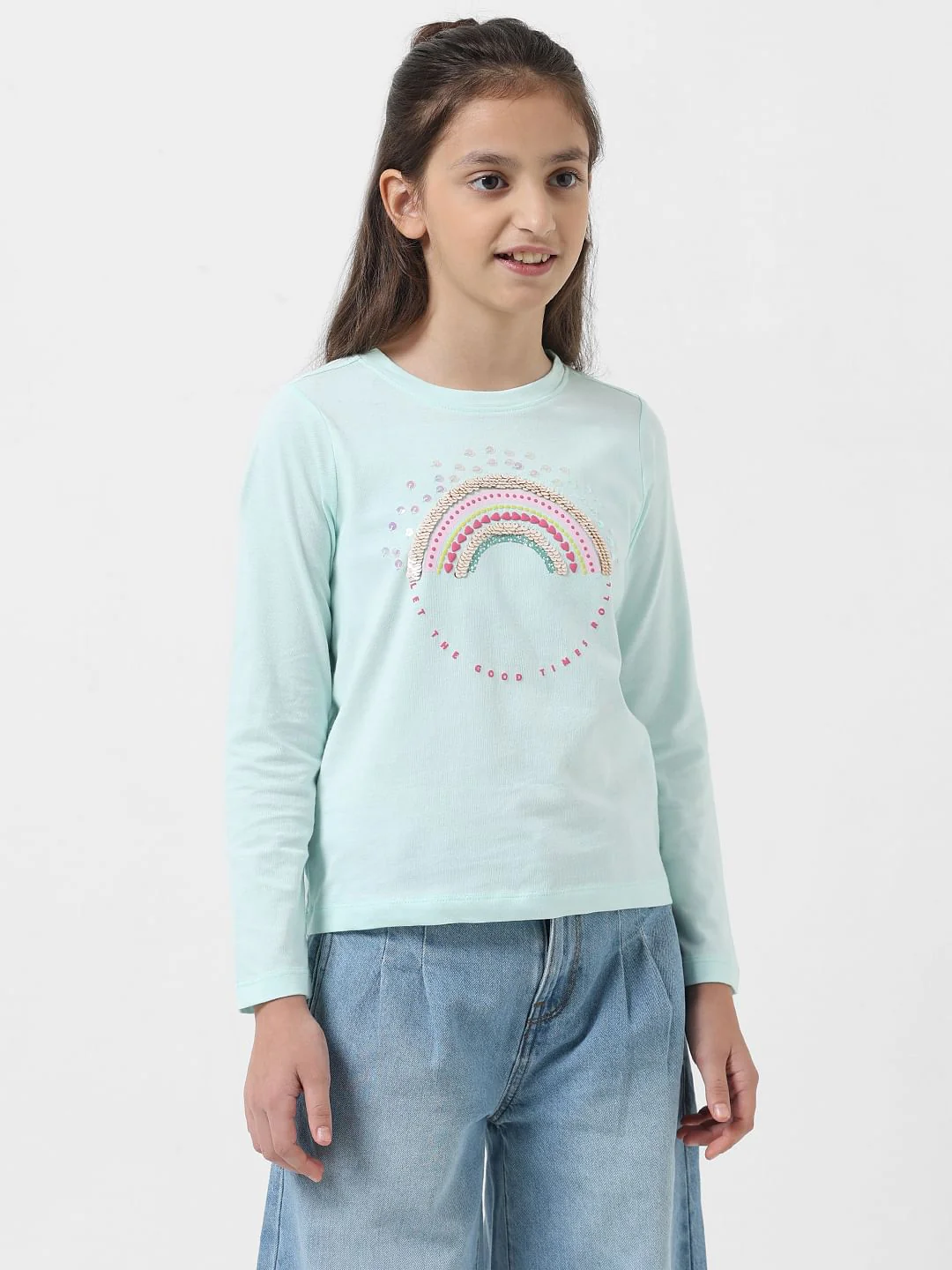 Girl Green Sequin Embellished T-Shirt - Image 2