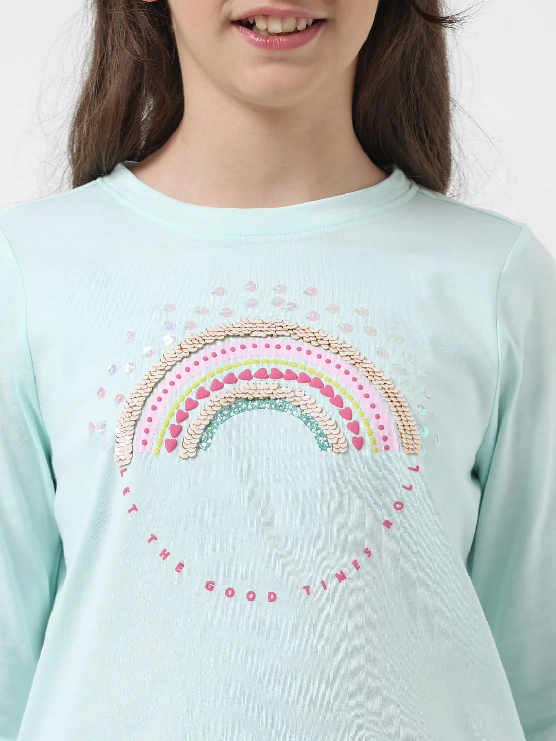 Girl Green Sequin Embellished T-Shirt - Image 4