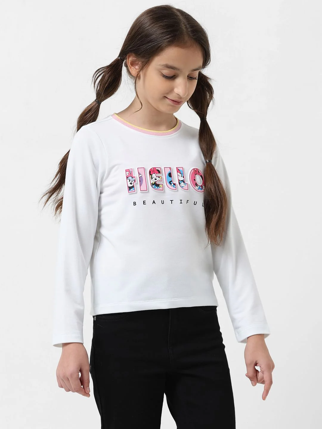 Girl X Disney White Hello Text T-Shirt - Image 2