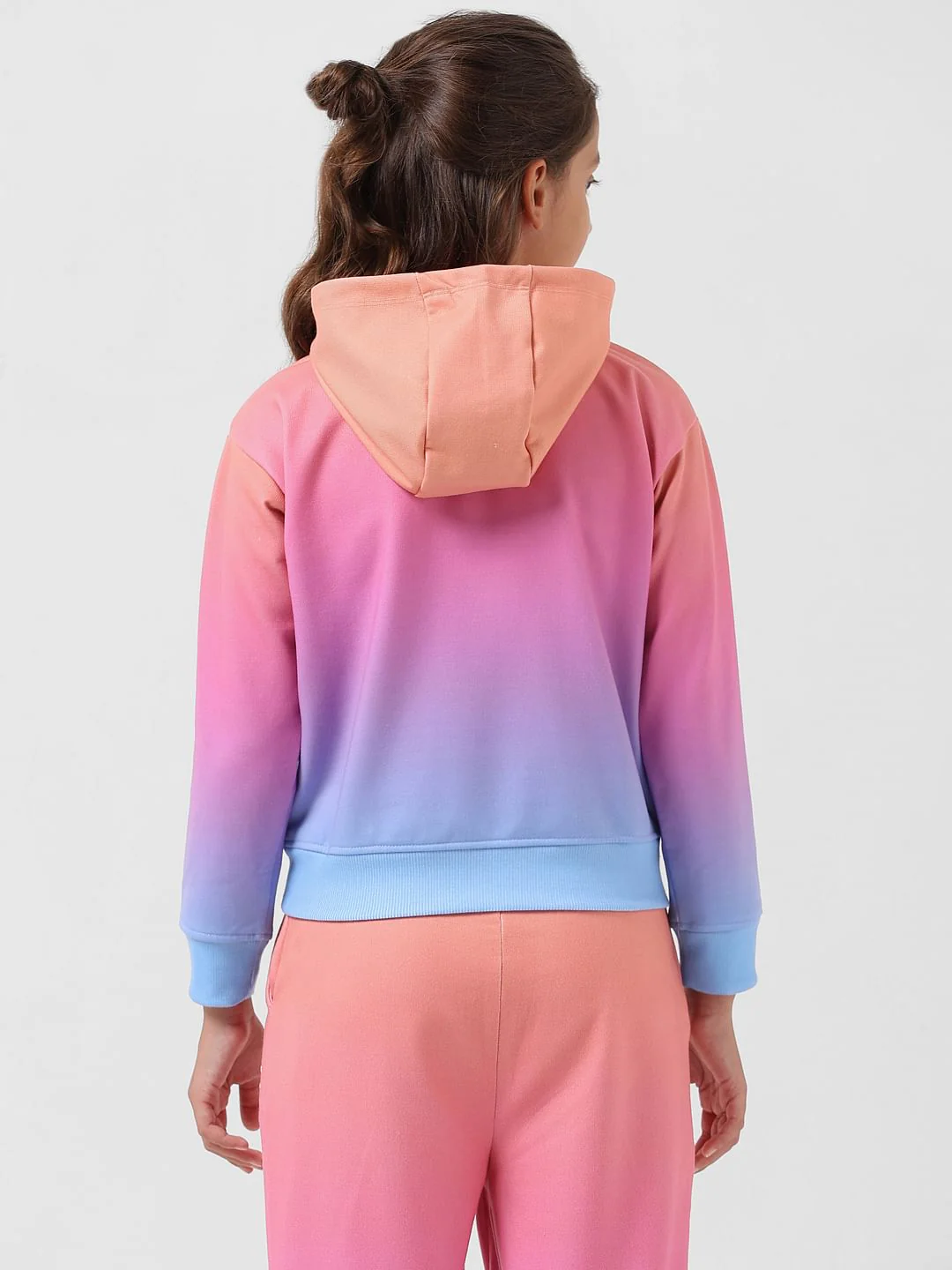 Girl Pink Hooded Ombre Sweatshirt - Image 3