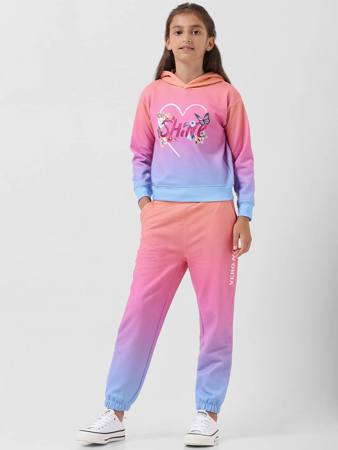 Girl Pink Hooded Ombre Sweatshirt - Image 5