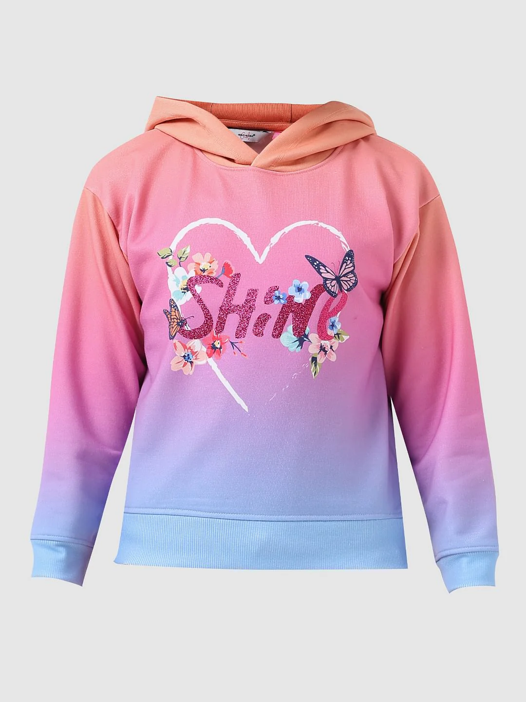 Girl Pink Hooded Ombre Sweatshirt - Image 6