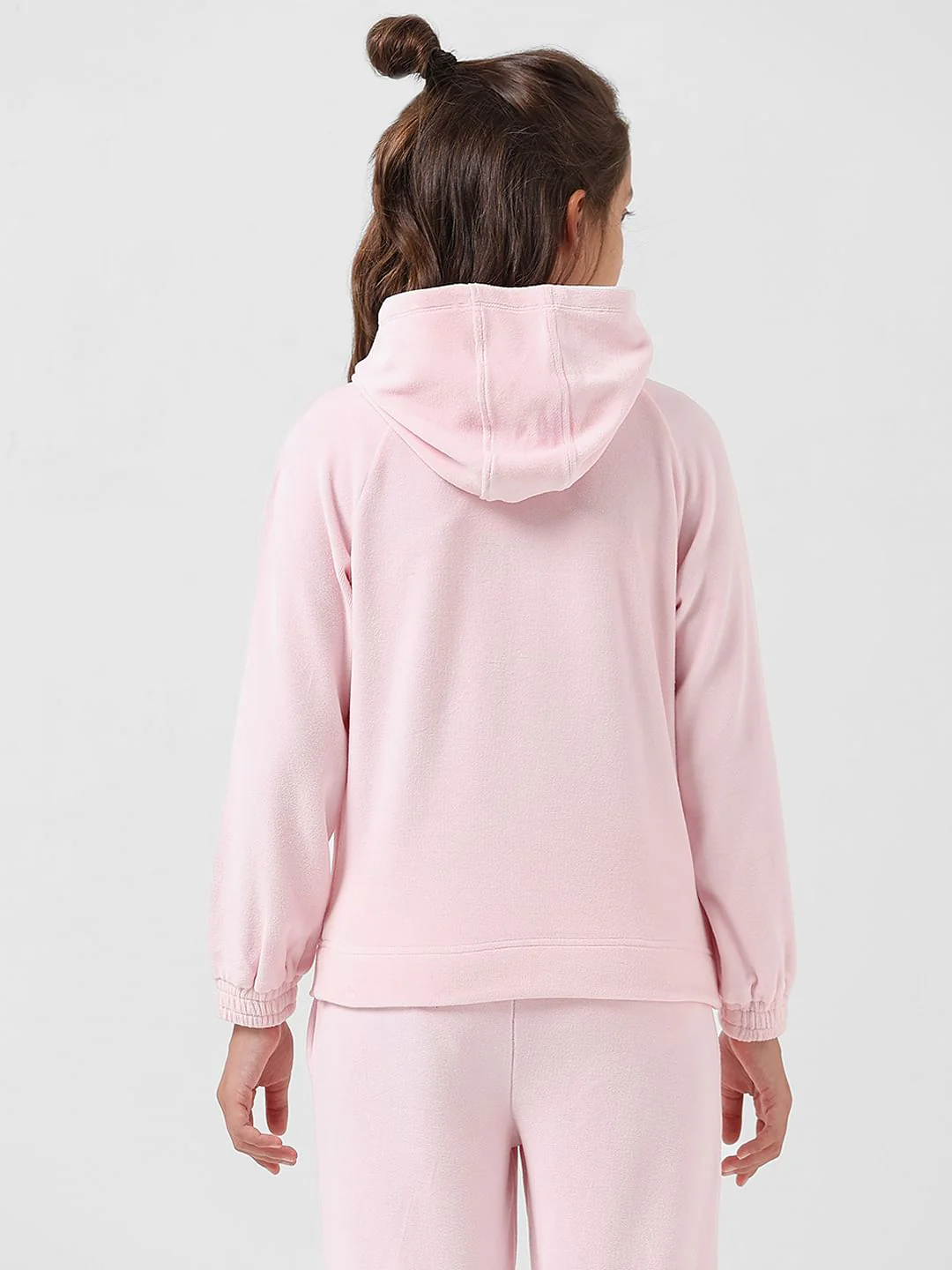 Girl Pink Velour Hooded Sweatshirt - Image 3