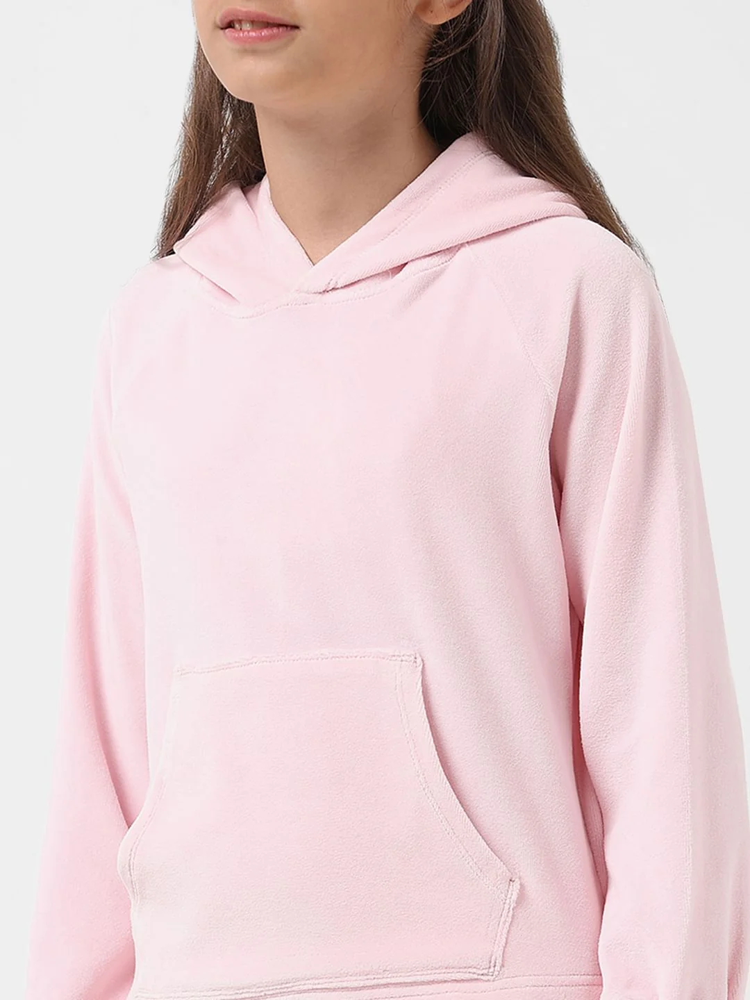 Girl Pink Velour Hooded Sweatshirt - Image 4