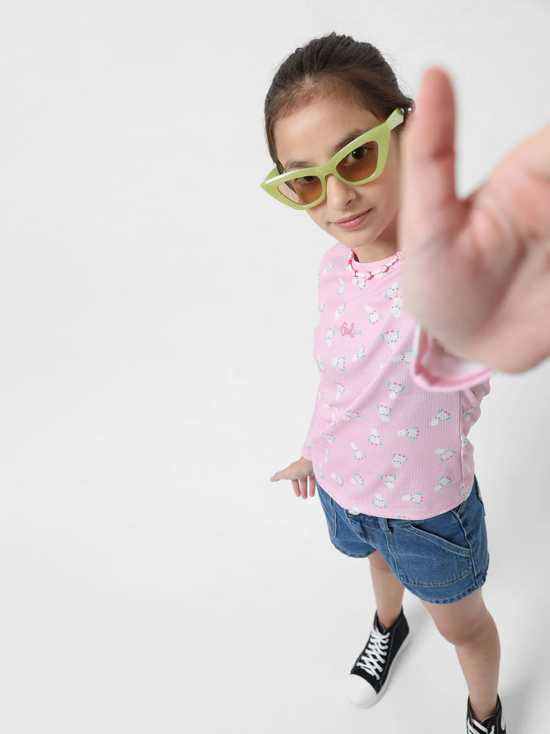 Girl Pink Printed T-Shirt - Image 2