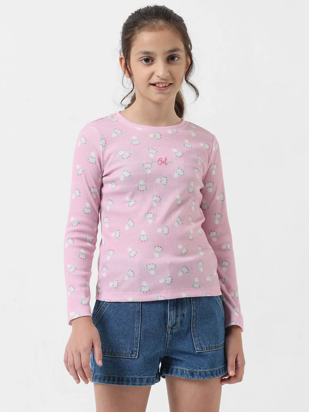 Girl Pink Printed T-Shirt - Image 3