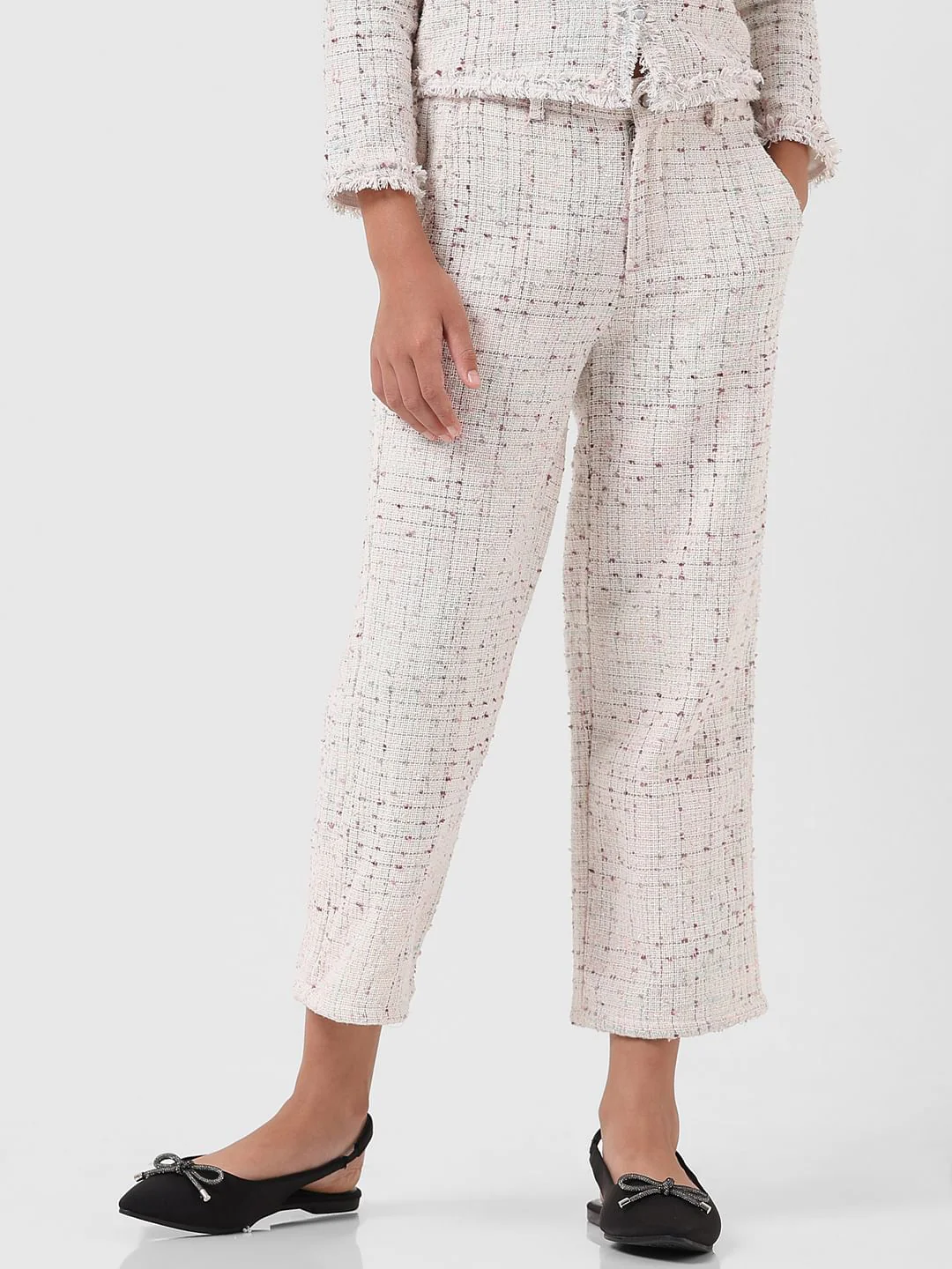 Girl White Mid Rise Yard Dyed Pants - Image 2