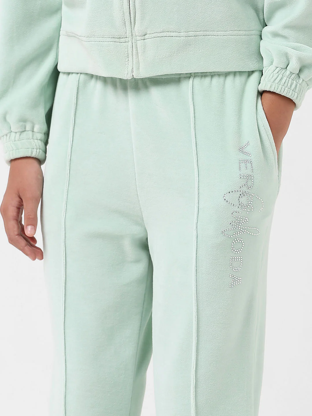 Girl Mint Mid Rise Velour Sweatpants - Image 4