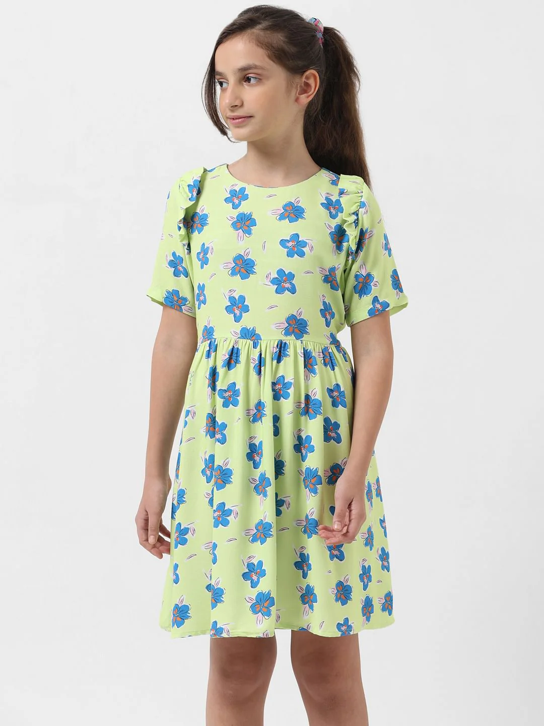Girl Green Floral Fit & Flare Dress - Image 5