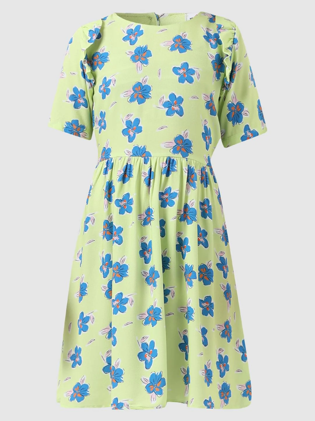 Girl Green Floral Fit & Flare Dress - Image 6