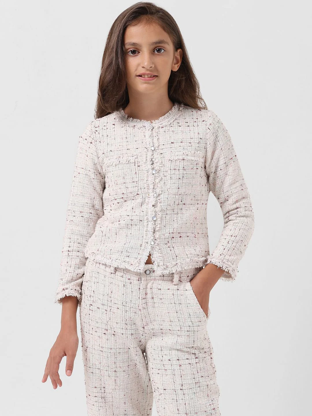 Girl White Yard Dyed Shirt - Image 2