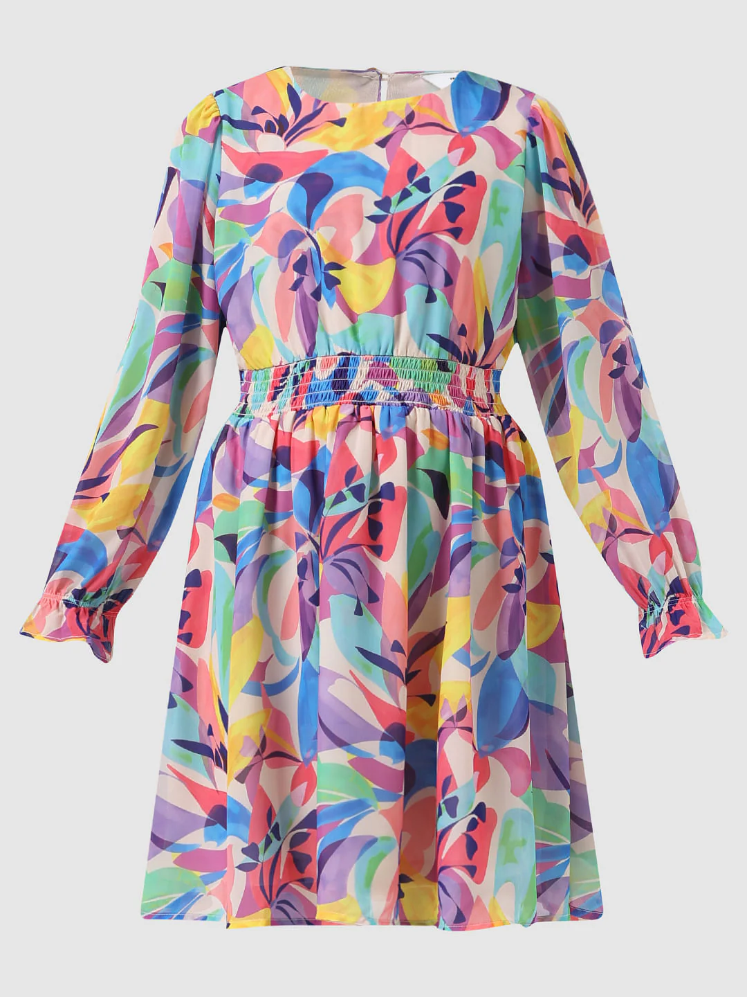 Girl Beige Floral Fit & Flare Dress - Image 6