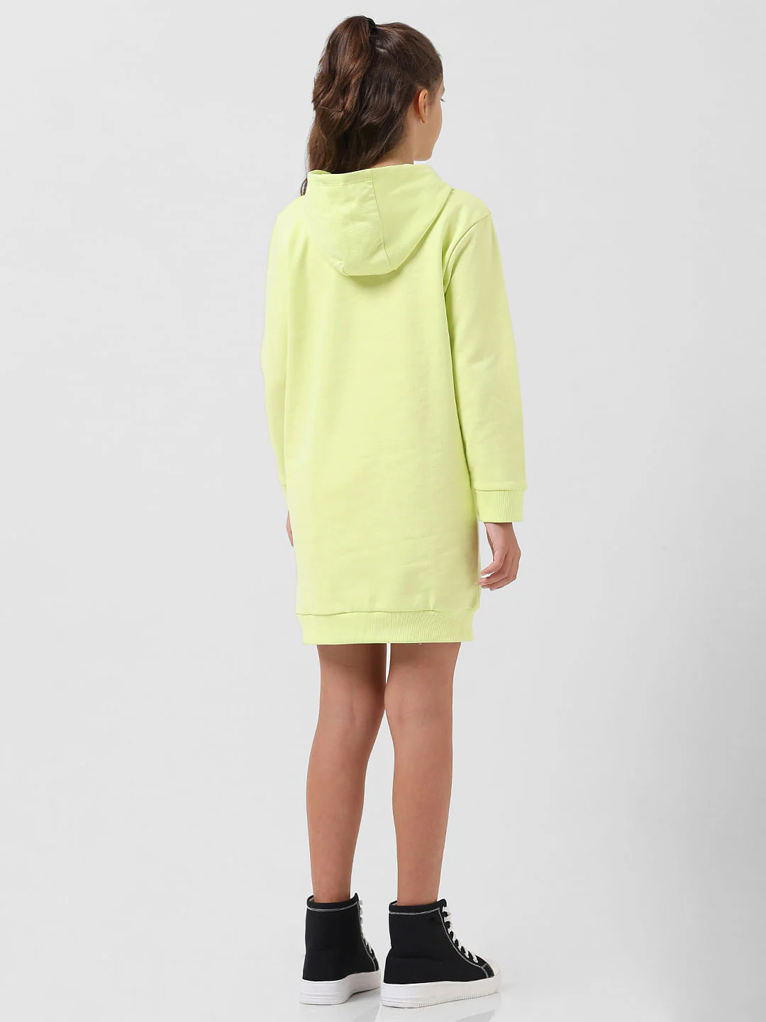 Girl Green Hooded Sweatshirt Dress - Image 3