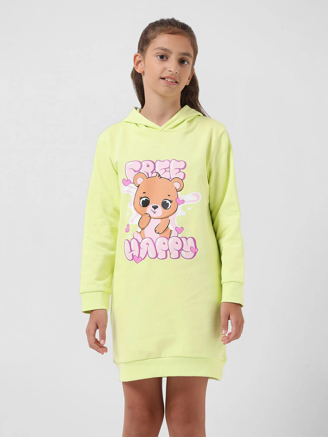 Girl Green Hooded Sweatshirt Dress - Image 5