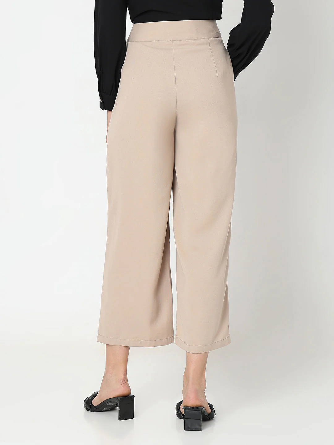 Beige High Rise Casual Pants - Image 4