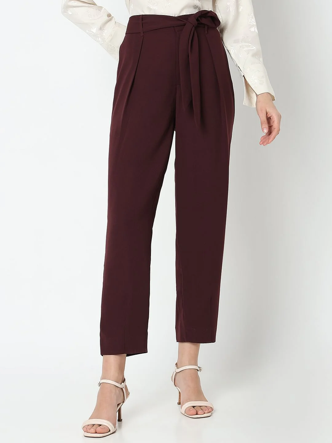 Maroon High Rise Pants - Image 2