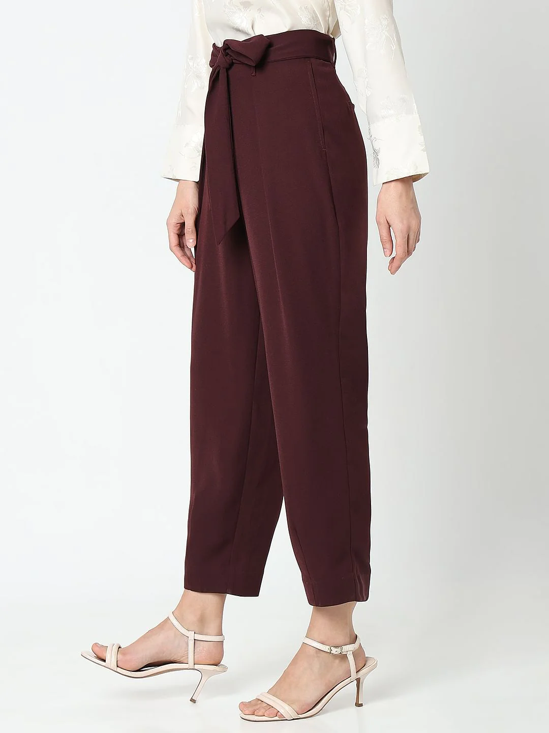 Maroon High Rise Pants - Image 3
