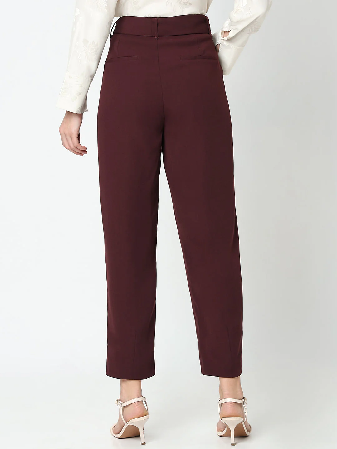 Maroon High Rise Pants - Image 4