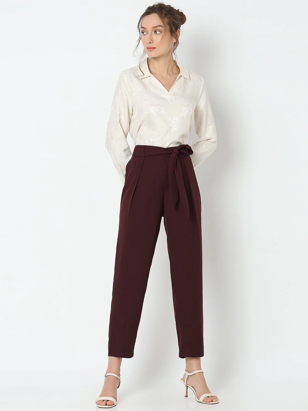 Maroon High Rise Pants - Image 5