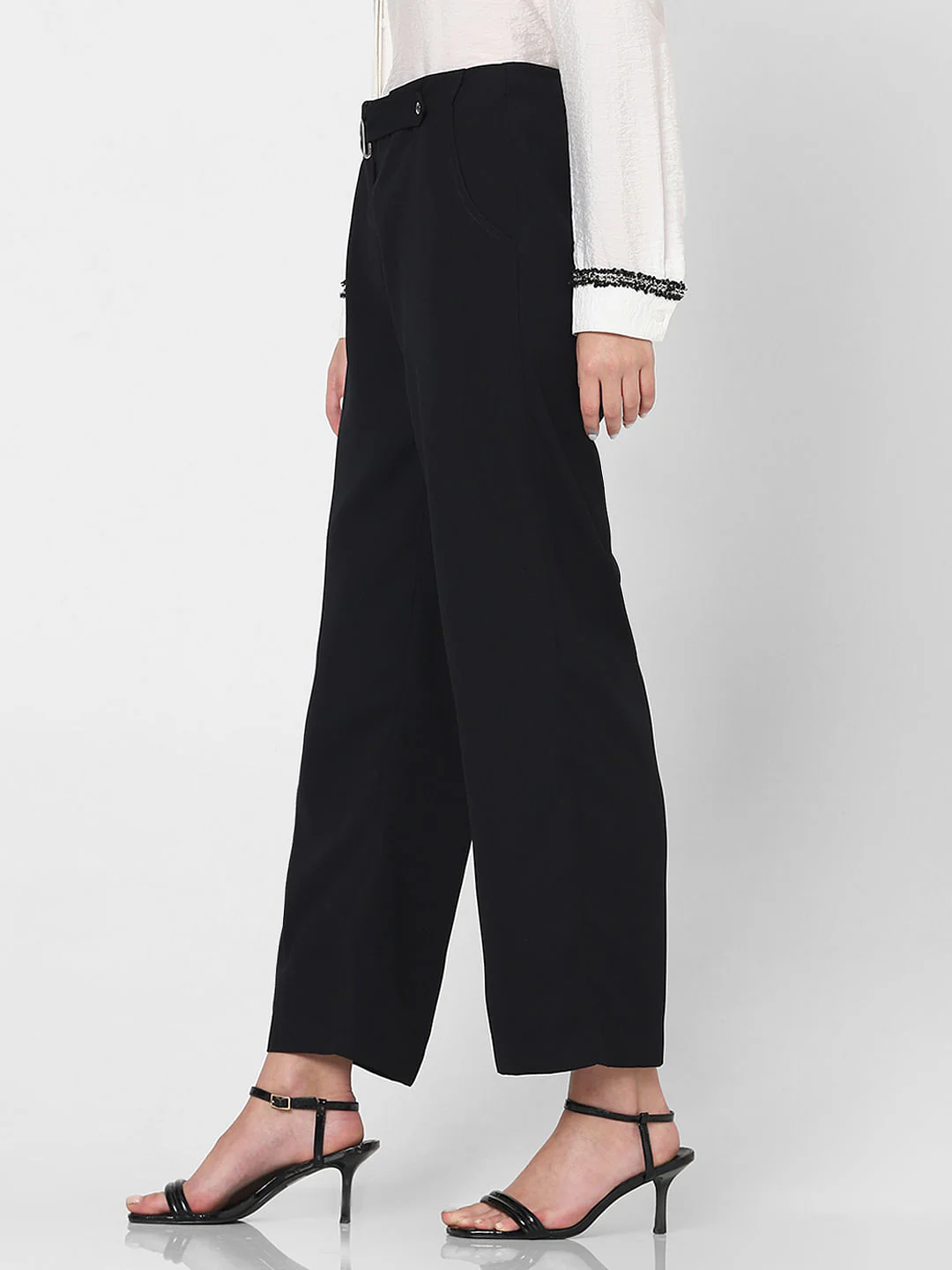 Black High Rise Straight Fit Pants - Image 3